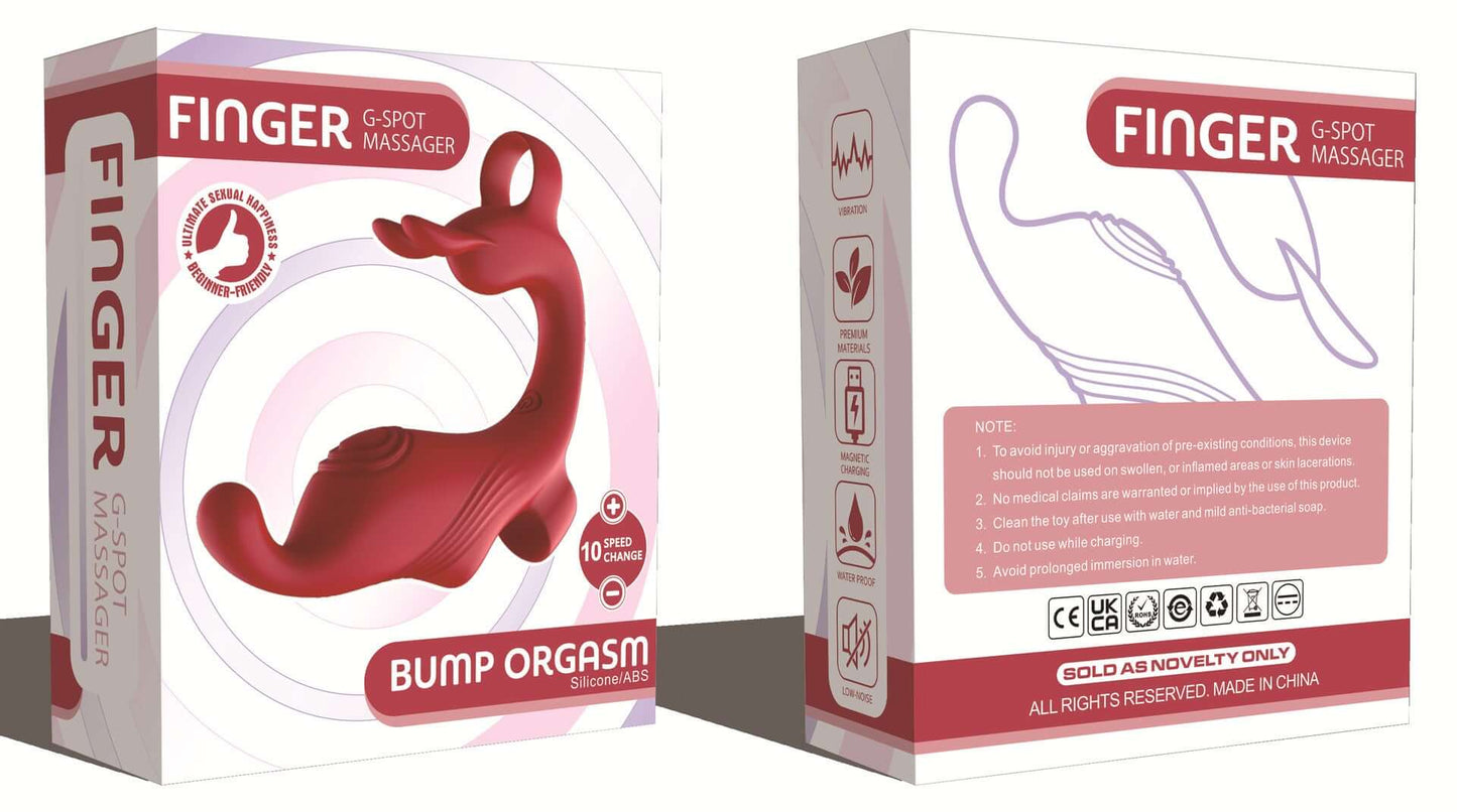 Stimulateur G-spot à enfiler sur les doigts, silicone ABS, design ergonomique, 10 modes de vibration, pack de 1.