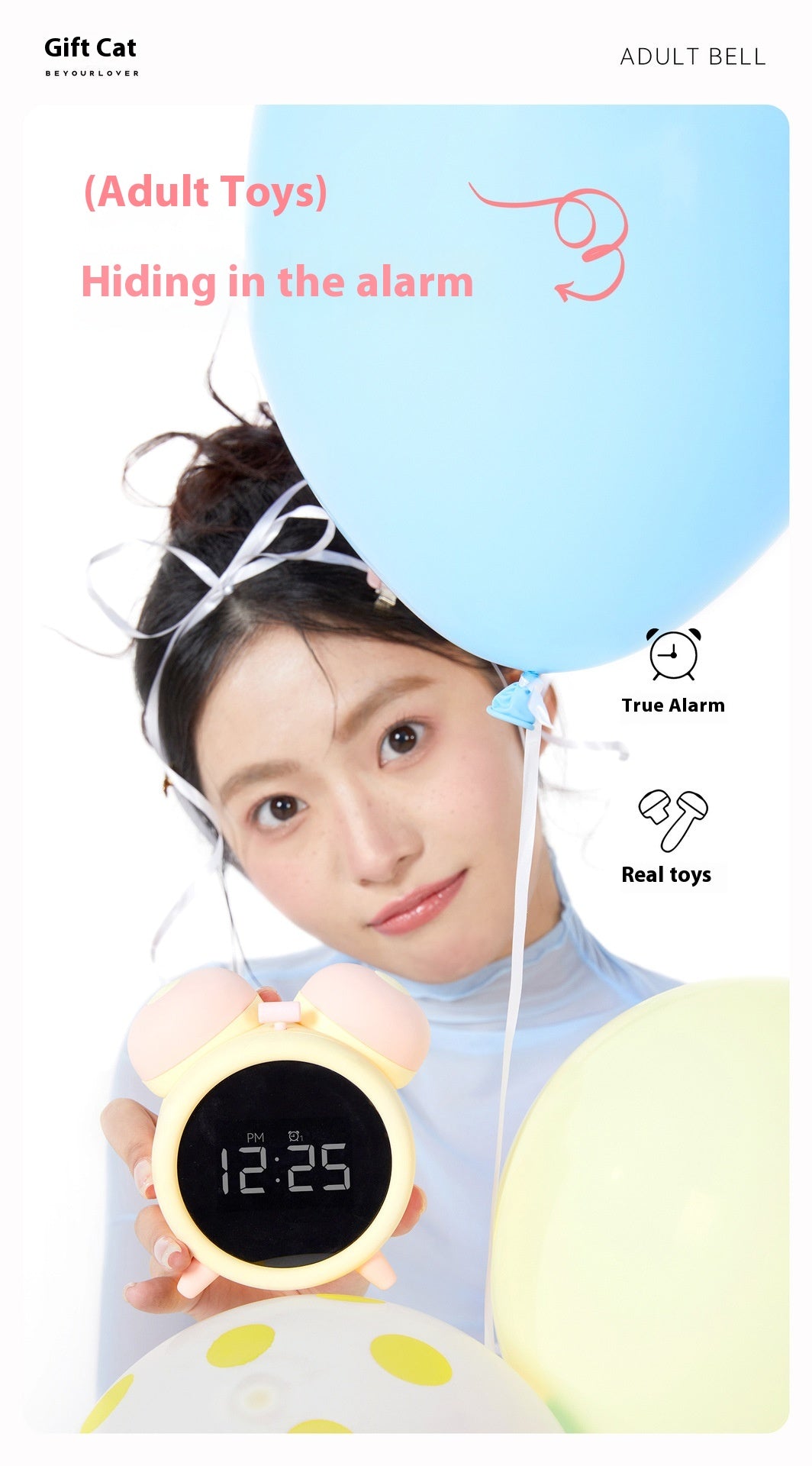 Réveil trompe l'oeil aspirateur et mini vibro - Cutie Kinkyxx